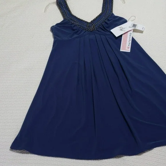 NWT Decode 1.8 Blue Cocktail Dress, Detail on the Bodice and Straps, Size S - Picture 10 of 11